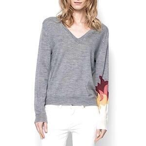Zadig & Voltaire - Ready Bis Intarsia Knit Flame Merino Wool Sweater Size Small